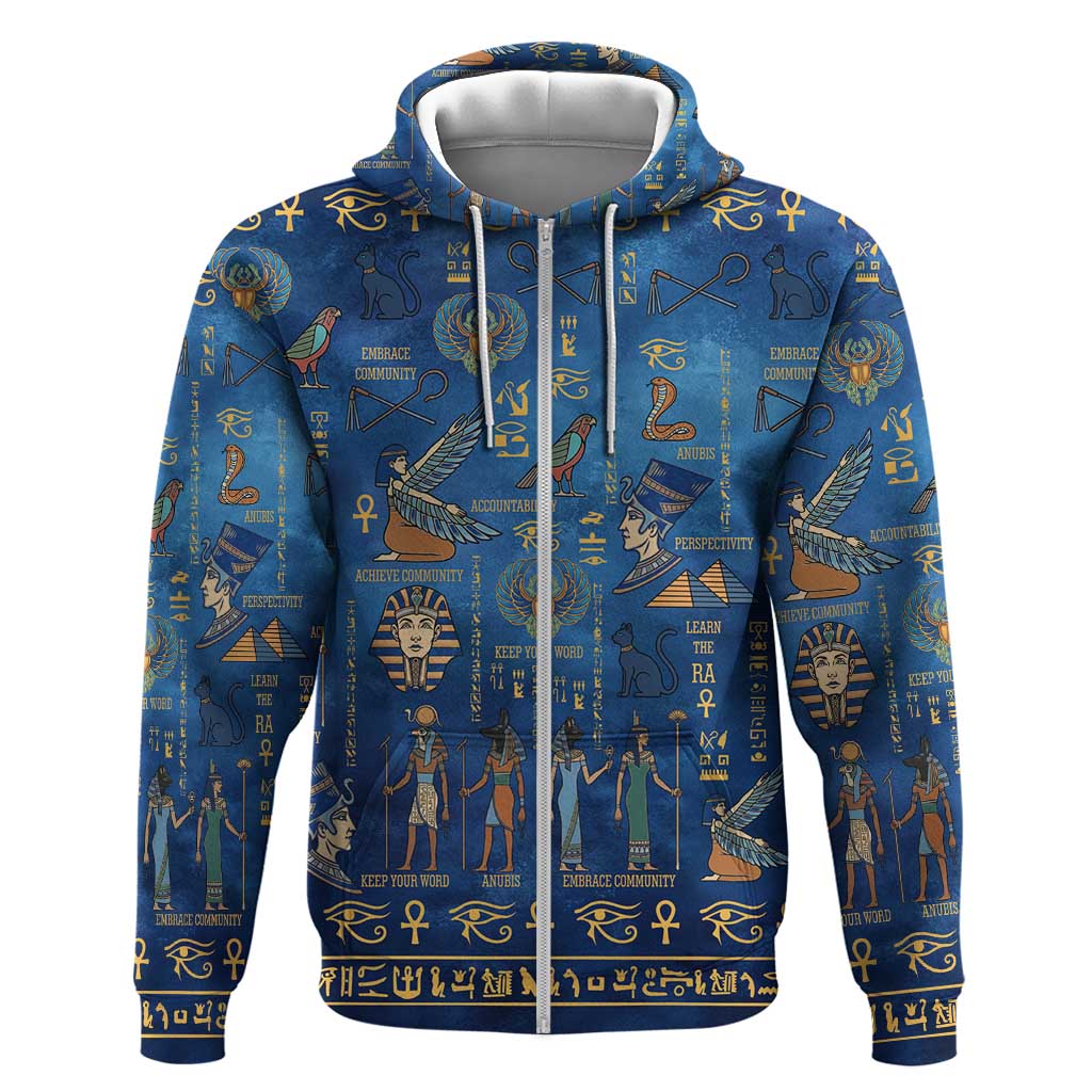 Ancient Egyptian Culture Hoodie Pharaohs Anubis Kemet and Symbolic Motifs - African Pride