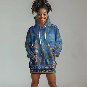 Ancient Egyptian Culture Hoodie Dress Pharaohs Anubis Kemet and Symbolic Motifs - African Pride