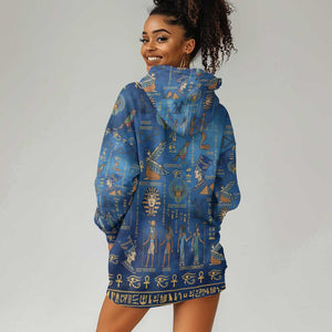 Ancient Egyptian Culture Hoodie Dress Pharaohs Anubis Kemet and Symbolic Motifs - African Pride