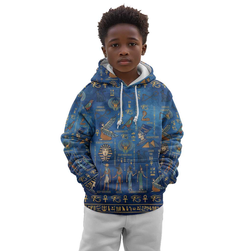 Ancient Egyptian Culture Kid Hoodie Pharaohs Anubis Kemet and Symbolic Motifs - African Pride