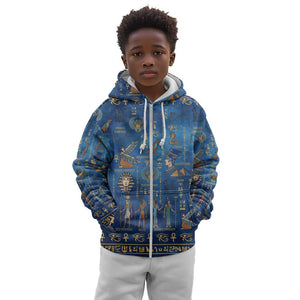 Ancient Egyptian Culture Kid Hoodie Pharaohs Anubis Kemet and Symbolic Motifs - African Pride