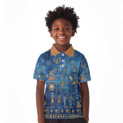 Ancient Egyptian Culture Kid Polo Shirt Pharaohs Anubis Kemet and Symbolic Motifs - African Pride