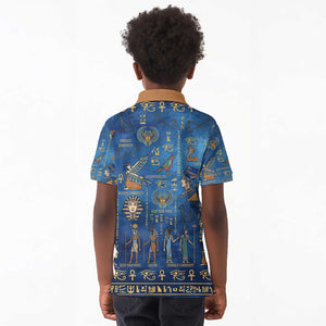 Ancient Egyptian Culture Kid Polo Shirt Pharaohs Anubis Kemet and Symbolic Motifs - African Pride