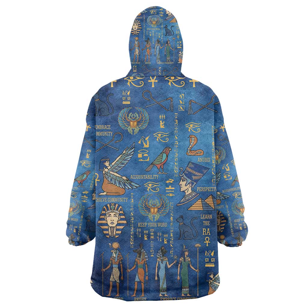 Ancient Egyptian Culture Kid Wearable Blanket Hoodie Pharaohs Anubis Kemet and Symbolic Motifs - African Pride