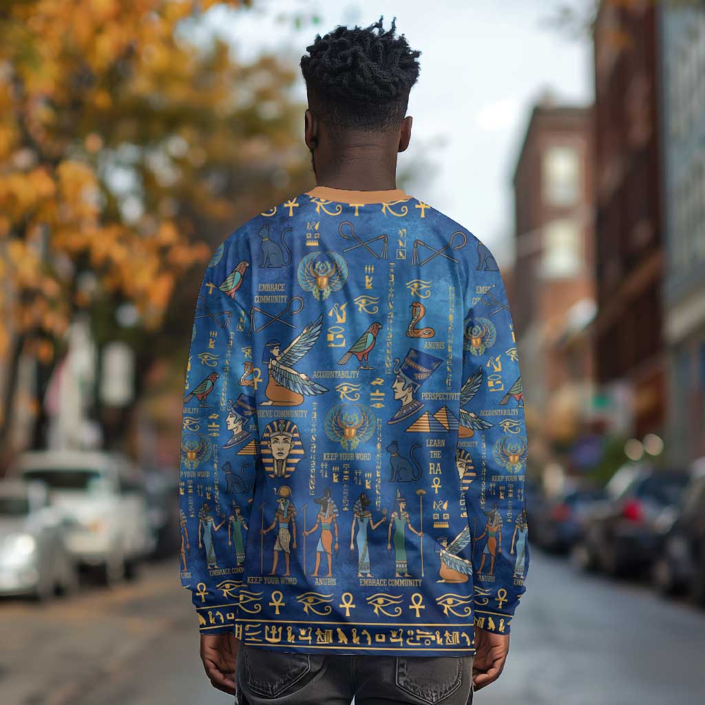 Ancient Egyptian Culture Long Sleeve Shirt Pharaohs Anubis Kemet and Symbolic Motifs - African Pride