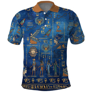Ancient Egyptian Culture Polo Shirt Pharaohs Anubis Kemet and Symbolic Motifs - African Pride