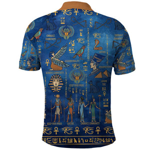 Ancient Egyptian Culture Polo Shirt Pharaohs Anubis Kemet and Symbolic Motifs - African Pride
