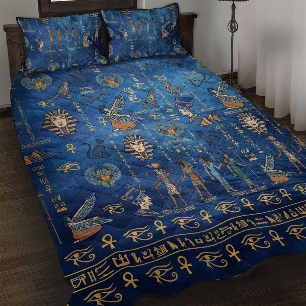 Ancient Egyptian Culture Quilt Bed Set Pharaohs Anubis Kemet and Symbolic Motifs - African Pride