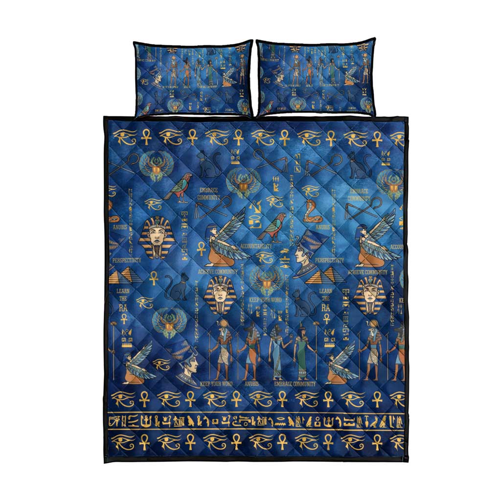 Ancient Egyptian Culture Quilt Bed Set Pharaohs Anubis Kemet and Symbolic Motifs - African Pride