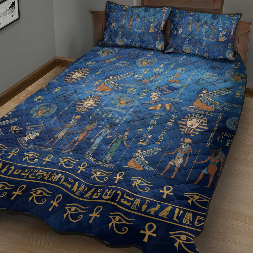 Ancient Egyptian Culture Quilt Bed Set Pharaohs Anubis Kemet and Symbolic Motifs - African Pride