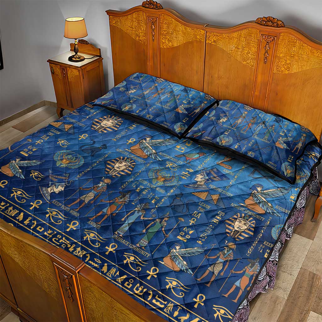 Ancient Egyptian Culture Quilt Bed Set Pharaohs Anubis Kemet and Symbolic Motifs - African Pride