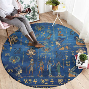 Ancient Egyptian Culture Round Carpet Pharaohs Anubis Kemet and Symbolic Motifs - African Pride