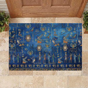Ancient Egyptian Culture Rubber Doormat Pharaohs Anubis Kemet and Symbolic Motifs - African Pride