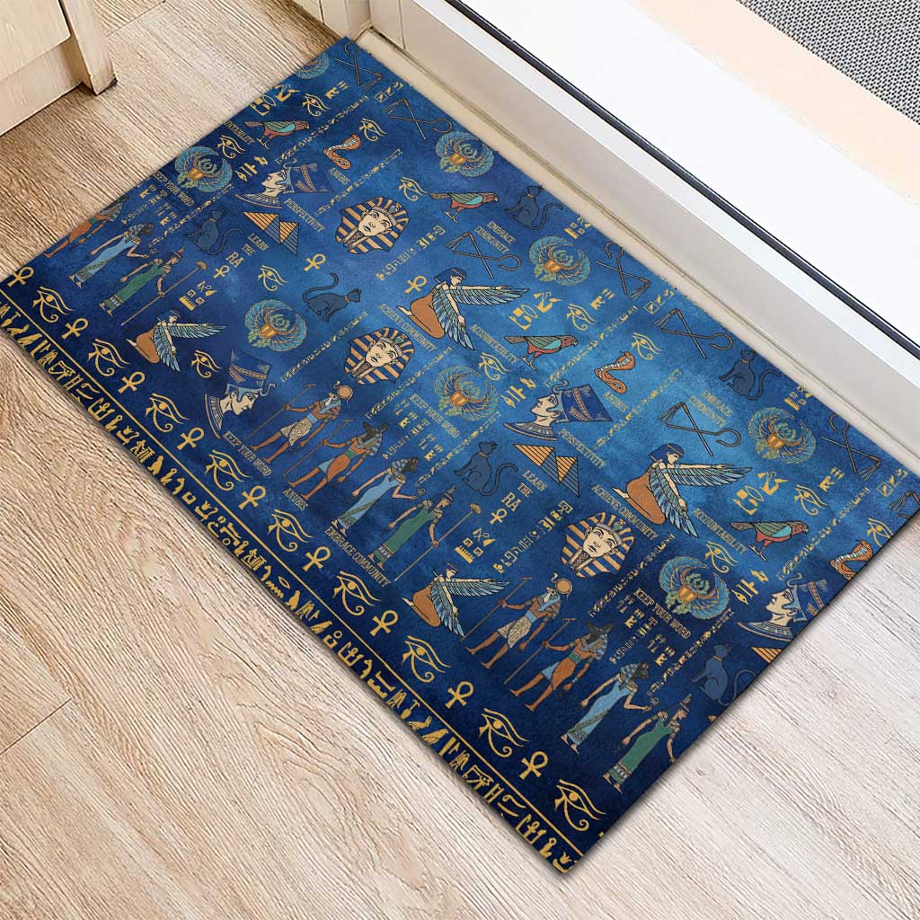 Ancient Egyptian Culture Rubber Doormat Pharaohs Anubis Kemet and Symbolic Motifs - African Pride