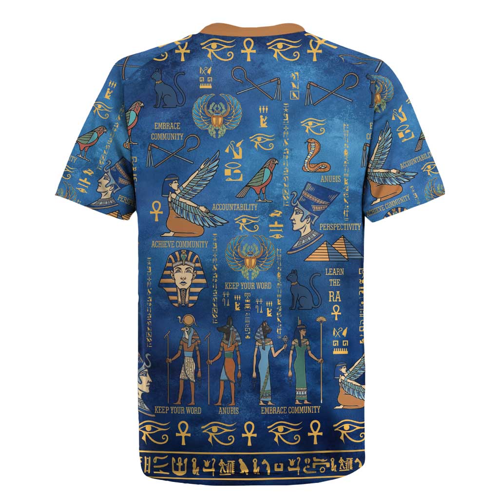 Ancient Egyptian Culture Rugby Jersey Pharaohs Anubis Kemet and Symbolic Motifs - African Pride