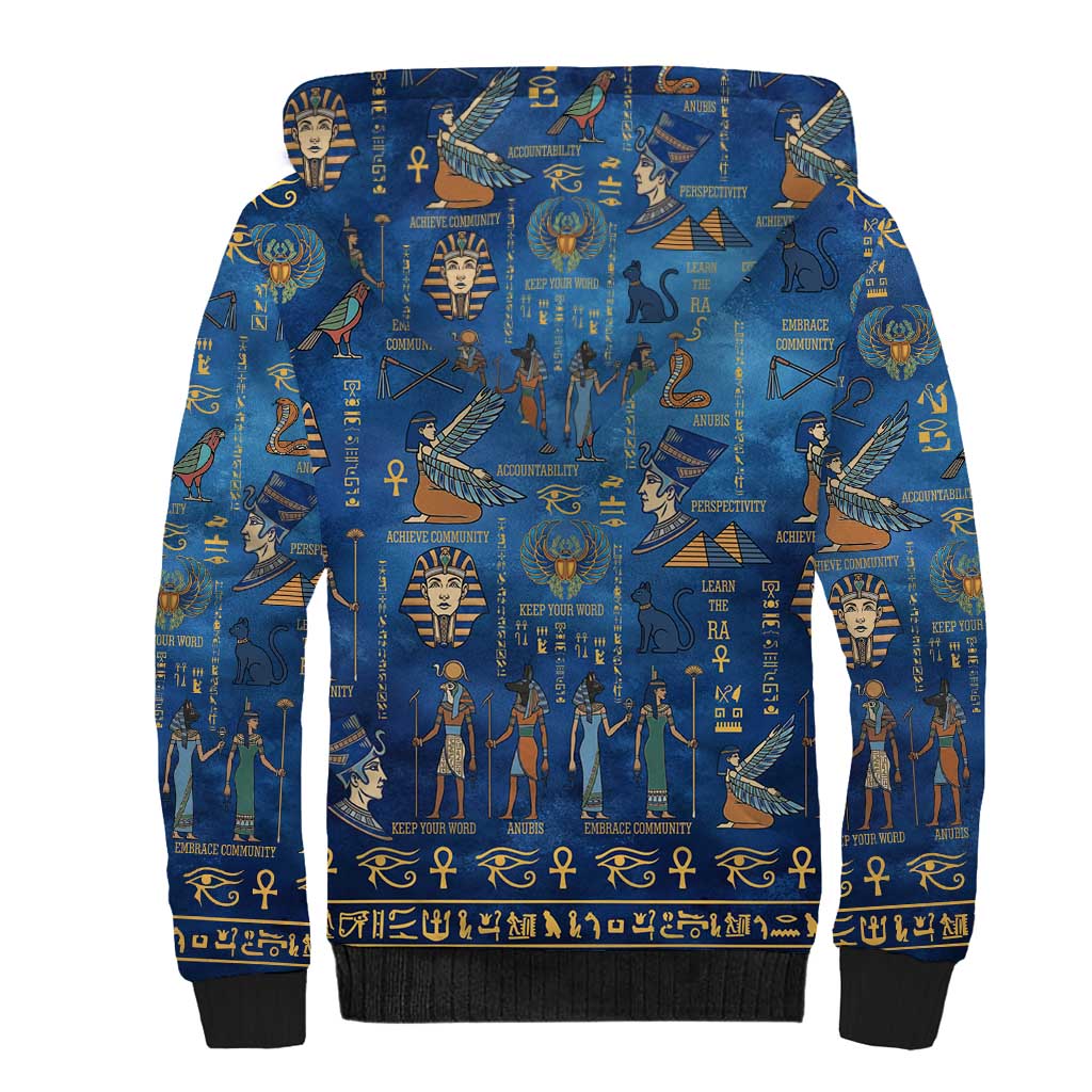 Ancient Egyptian Culture Sherpa Hoodie Pharaohs Anubis Kemet and Symbolic Motifs - African Pride