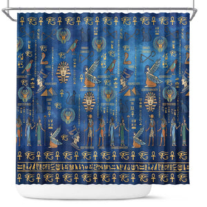 Ancient Egyptian Culture Shower Curtain Pharaohs Anubis Kemet and Symbolic Motifs - African Pride