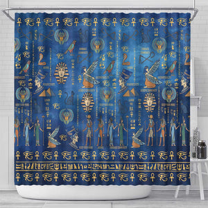 Ancient Egyptian Culture Shower Curtain Pharaohs Anubis Kemet and Symbolic Motifs - African Pride