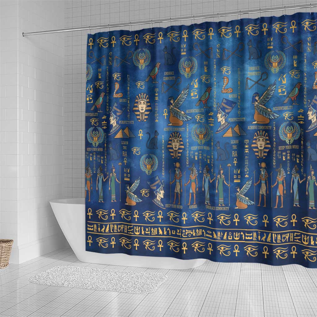 Ancient Egyptian Culture Shower Curtain Pharaohs Anubis Kemet and Symbolic Motifs - African Pride