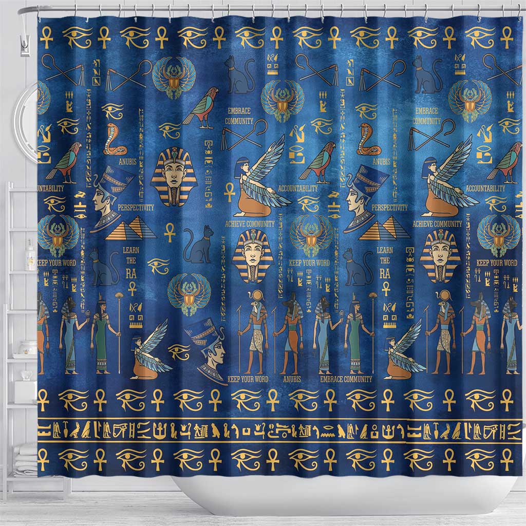 Ancient Egyptian Culture Shower Curtain Pharaohs Anubis Kemet and Symbolic Motifs - African Pride