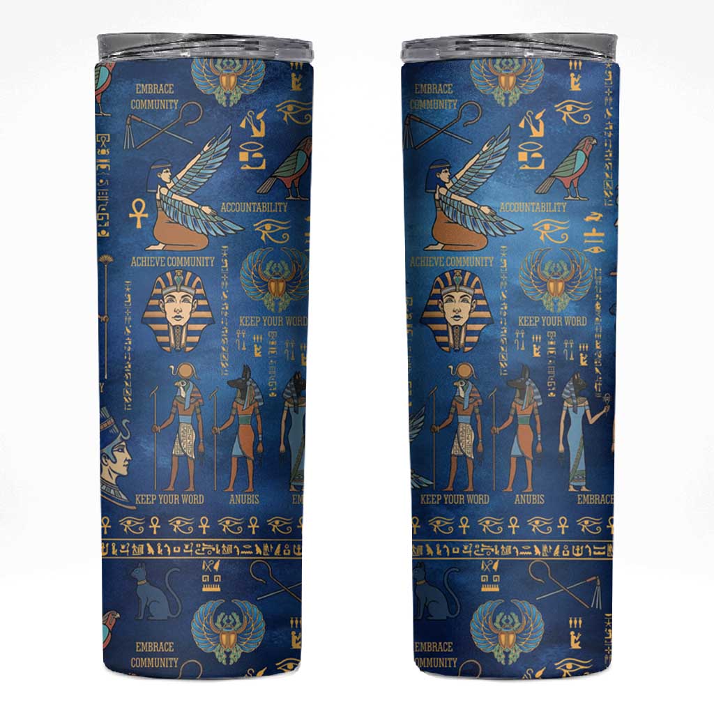 Ancient Egyptian Culture Skinny Tumbler Pharaohs Anubis Kemet and Symbolic Motifs - African Pride
