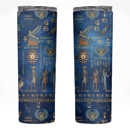 Ancient Egyptian Culture Skinny Tumbler Pharaohs Anubis Kemet and Symbolic Motifs - African Pride