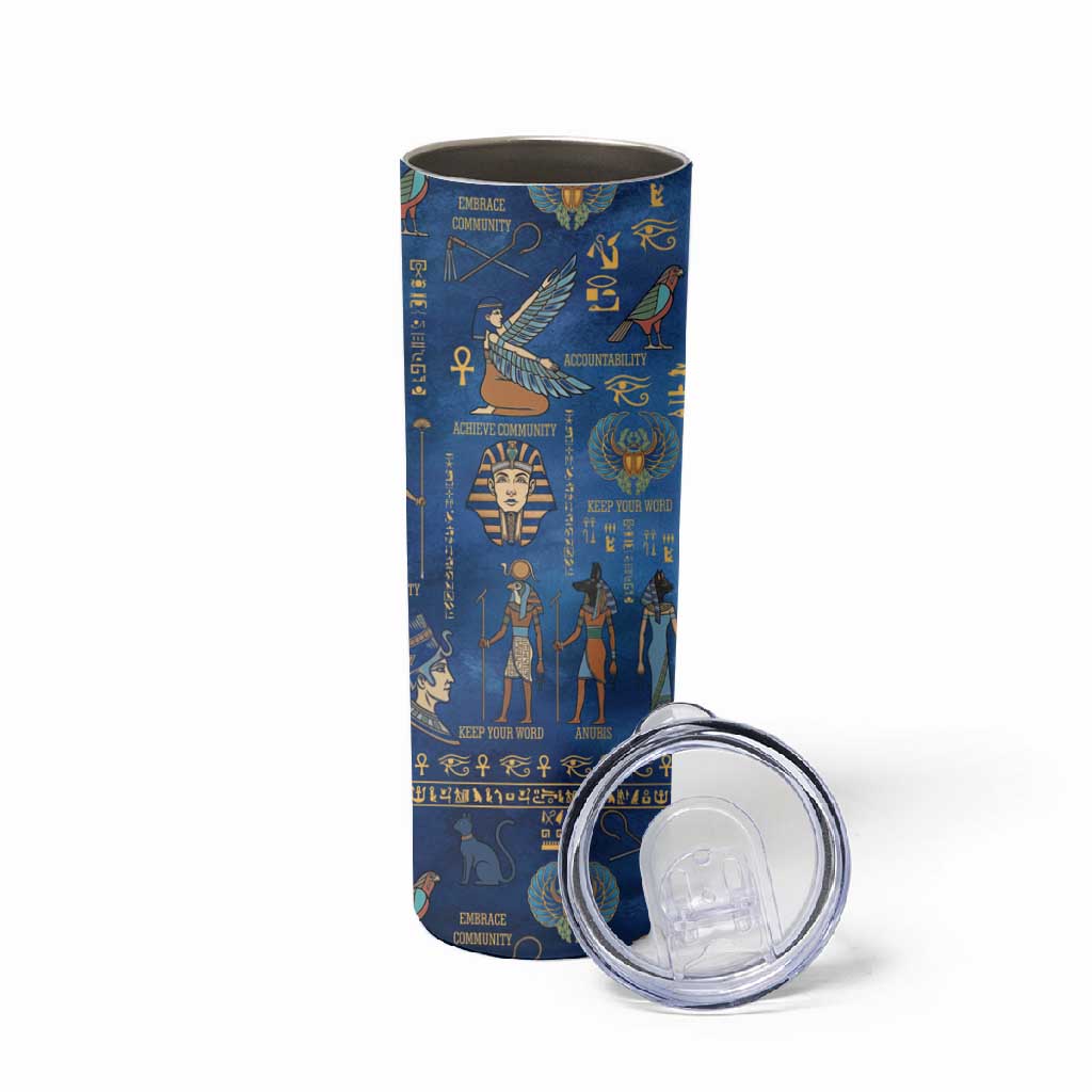Ancient Egyptian Culture Skinny Tumbler Pharaohs Anubis Kemet and Symbolic Motifs - African Pride