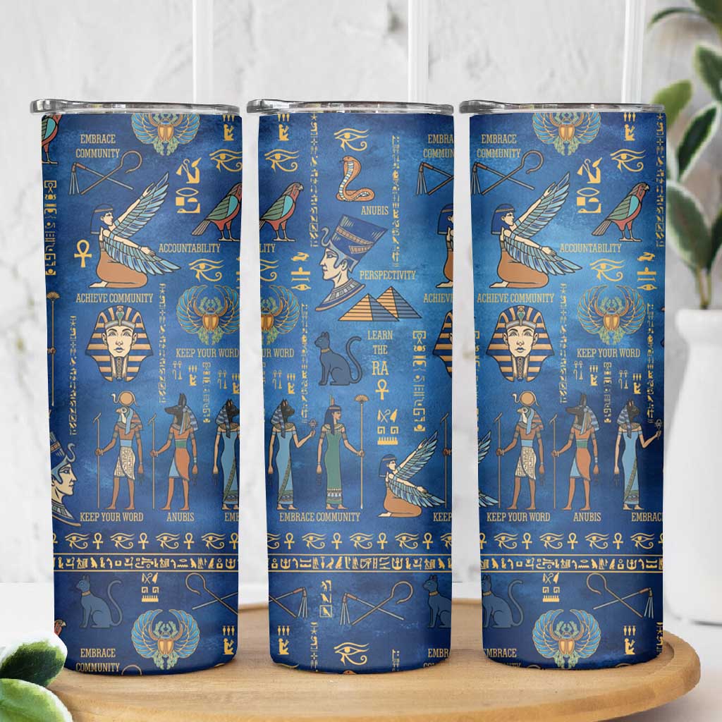 Ancient Egyptian Culture Skinny Tumbler Pharaohs Anubis Kemet and Symbolic Motifs - African Pride