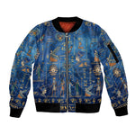 Ancient Egyptian Culture Sleeve Zip Bomber Jacket Pharaohs Anubis Kemet and Symbolic Motifs - African Pride