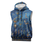 Ancient Egyptian Culture Sleeveless Hoodie Pharaohs Anubis Kemet and Symbolic Motifs - African Pride