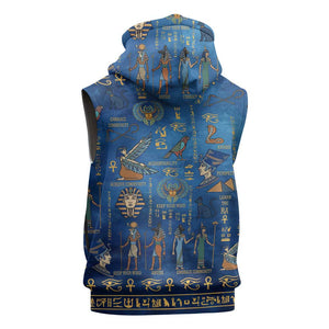 Ancient Egyptian Culture Sleeveless Zip Hoodie Pharaohs Anubis Kemet and Symbolic Motifs - African Pride
