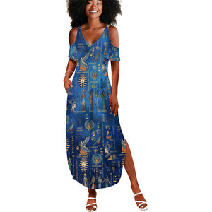 Ancient Egyptian Culture Summer Maxi Dress Pharaohs Anubis Kemet and Symbolic Motifs - African Pride