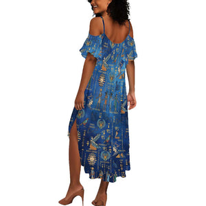 Ancient Egyptian Culture Summer Maxi Dress Pharaohs Anubis Kemet and Symbolic Motifs - African Pride