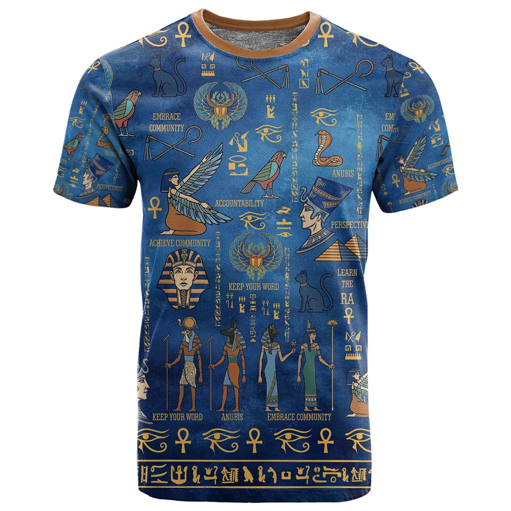 Ancient Egyptian Culture T shirt Pharaohs Anubis Kemet and Symbolic Motifs - African Pride