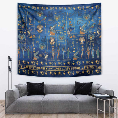 Ancient Egyptian Culture Tapestry Pharaohs Anubis Kemet and Symbolic Motifs - African Pride