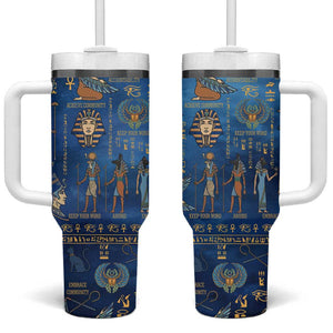 Ancient Egyptian Culture Tumbler With Handle Pharaohs Anubis Kemet and Symbolic Motifs - African Pride