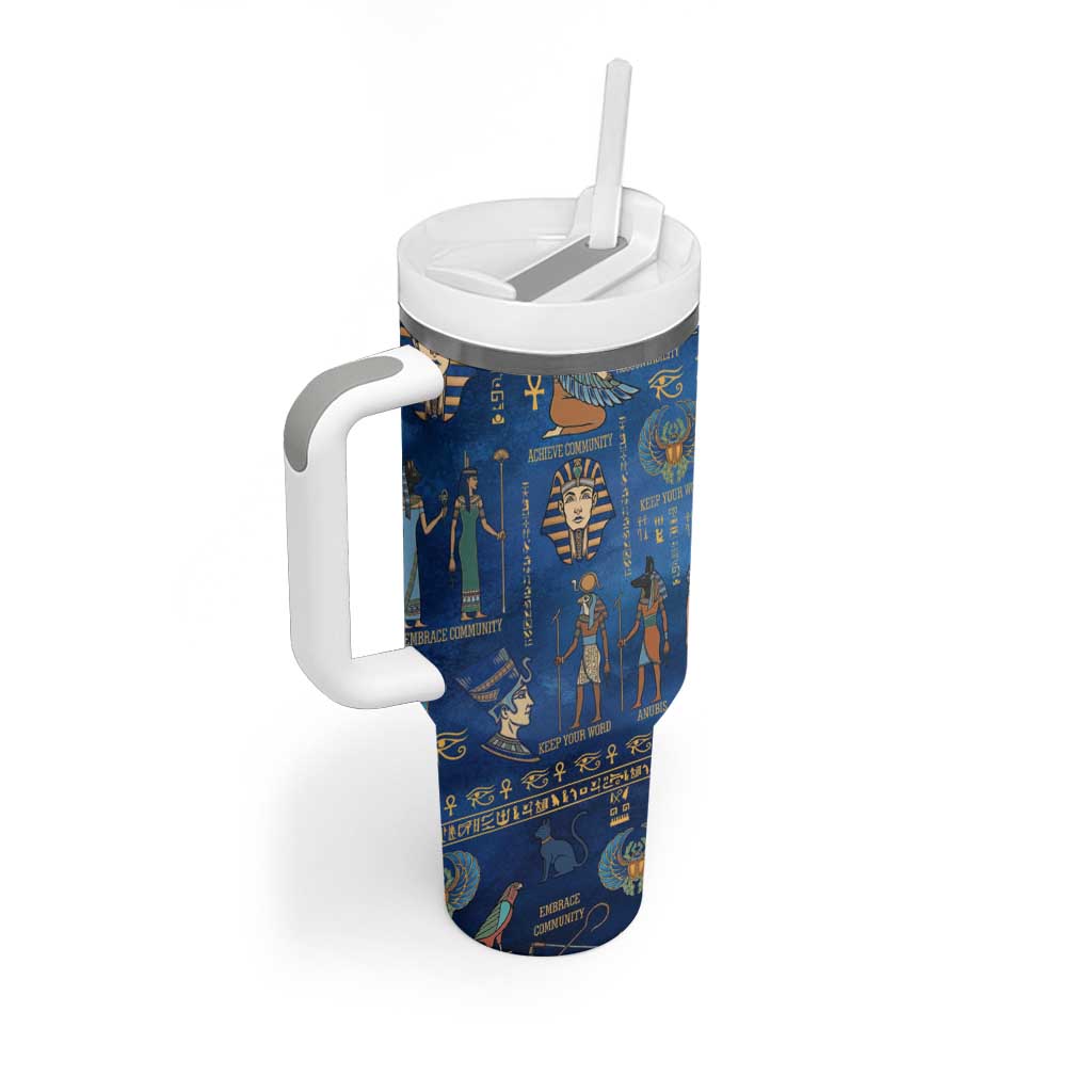 Ancient Egyptian Culture Tumbler With Handle Pharaohs Anubis Kemet and Symbolic Motifs - African Pride