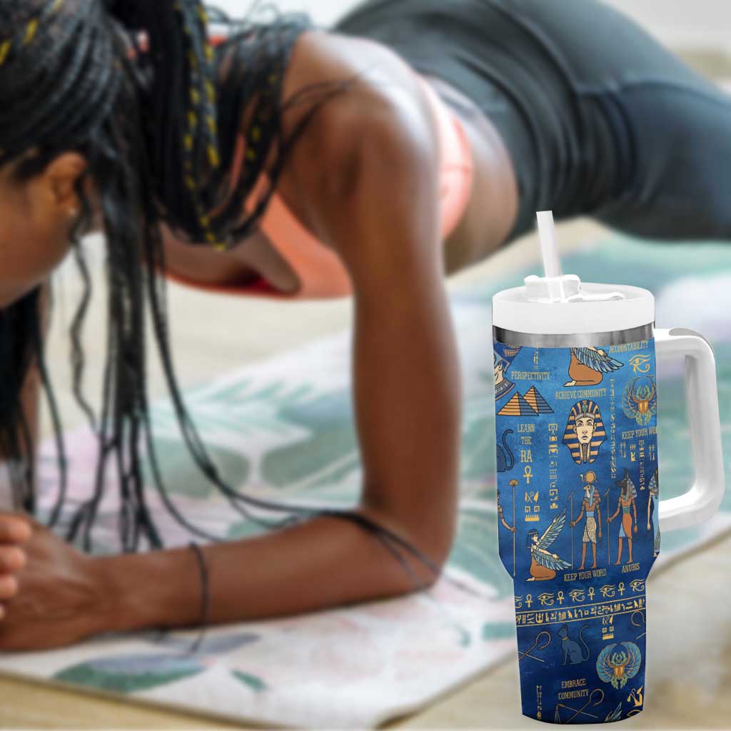 Ancient Egyptian Culture Tumbler With Handle Pharaohs Anubis Kemet and Symbolic Motifs - African Pride