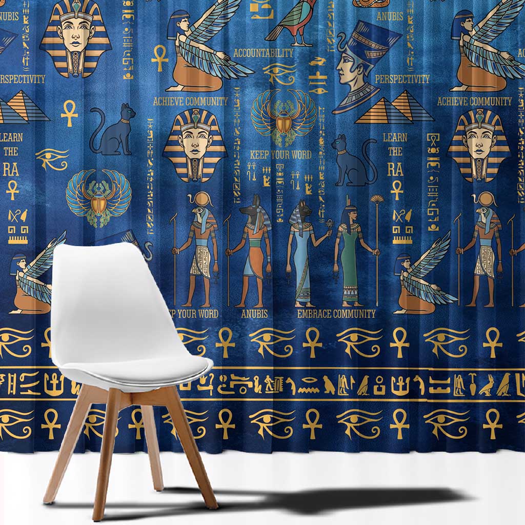 Ancient Egyptian Culture Window Curtain Pharaohs Anubis Kemet and Symbolic Motifs - African Pride