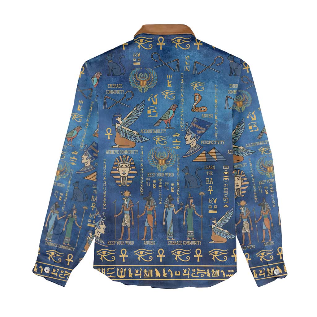 Ancient Egyptian Culture Women Casual Shirt Pharaohs Anubis Kemet and Symbolic Motifs - African Pride