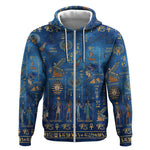 Ancient Egyptian Culture Zip Hoodie Pharaohs Anubis Kemet and Symbolic Motifs - African Pride