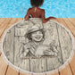 Zora Neale Hurston Beach Blanket Rustic Wood Engraved Style Illustration Joyful Portrait with Book and Map Donkey - African Pride