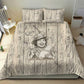 Zora Neale Hurston Bedding Set Rustic Wood Engraved Style Illustration Joyful Portrait with Book and Map Donkey - African Pride