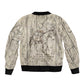 Zora Neale Hurston Bomber Jacket Rustic Wood Engraved Style Illustration Joyful Portrait with Book and Map Donkey - African Pride