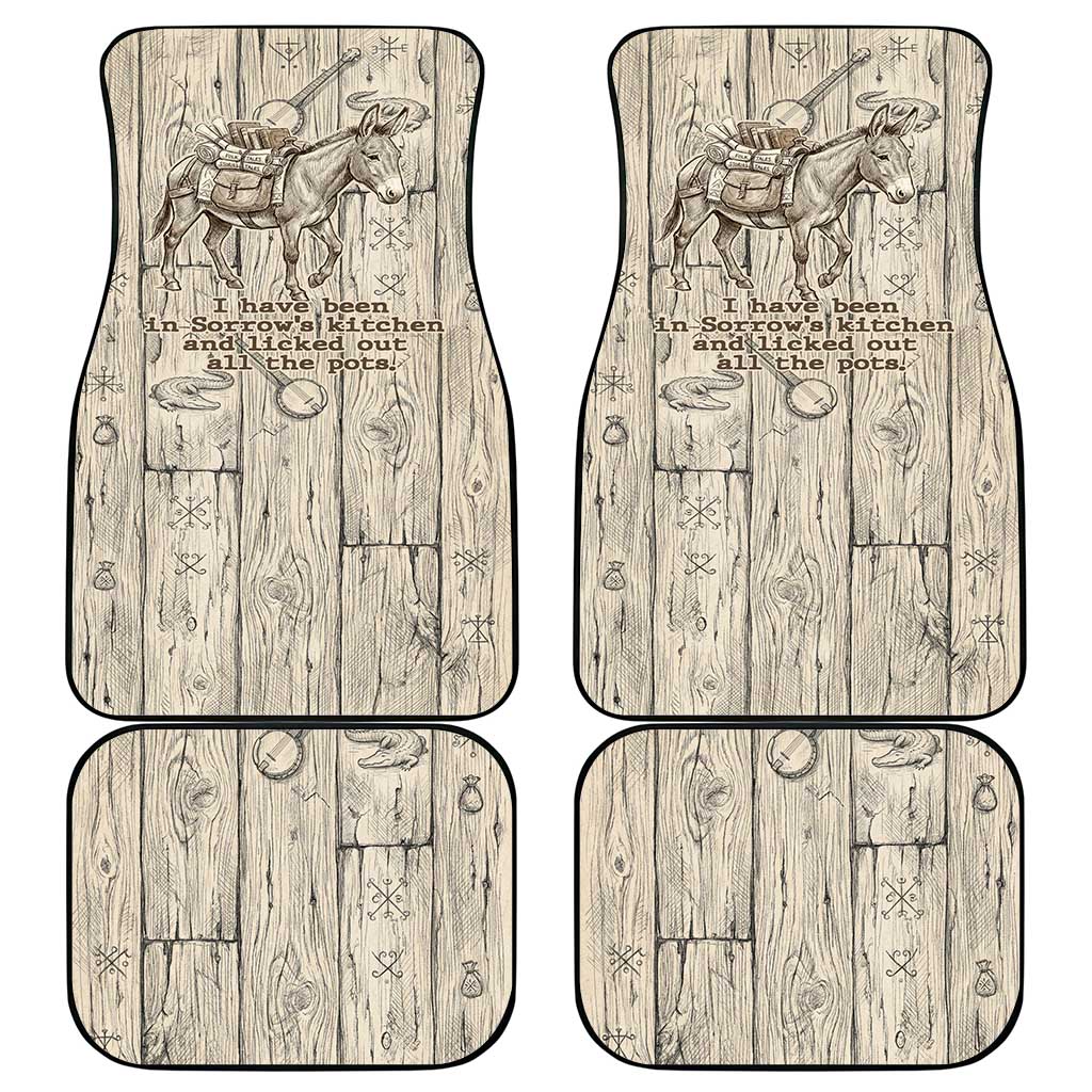 Zora Neale Hurston Car Mats Rustic Wood Engraved Style Illustration Joyful Portrait with Book and Map Donkey - African Pride