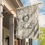 Zora Neale Hurston Garden Flag Rustic Wood Engraved Style Illustration Joyful Portrait with Book and Map Donkey - African Pride