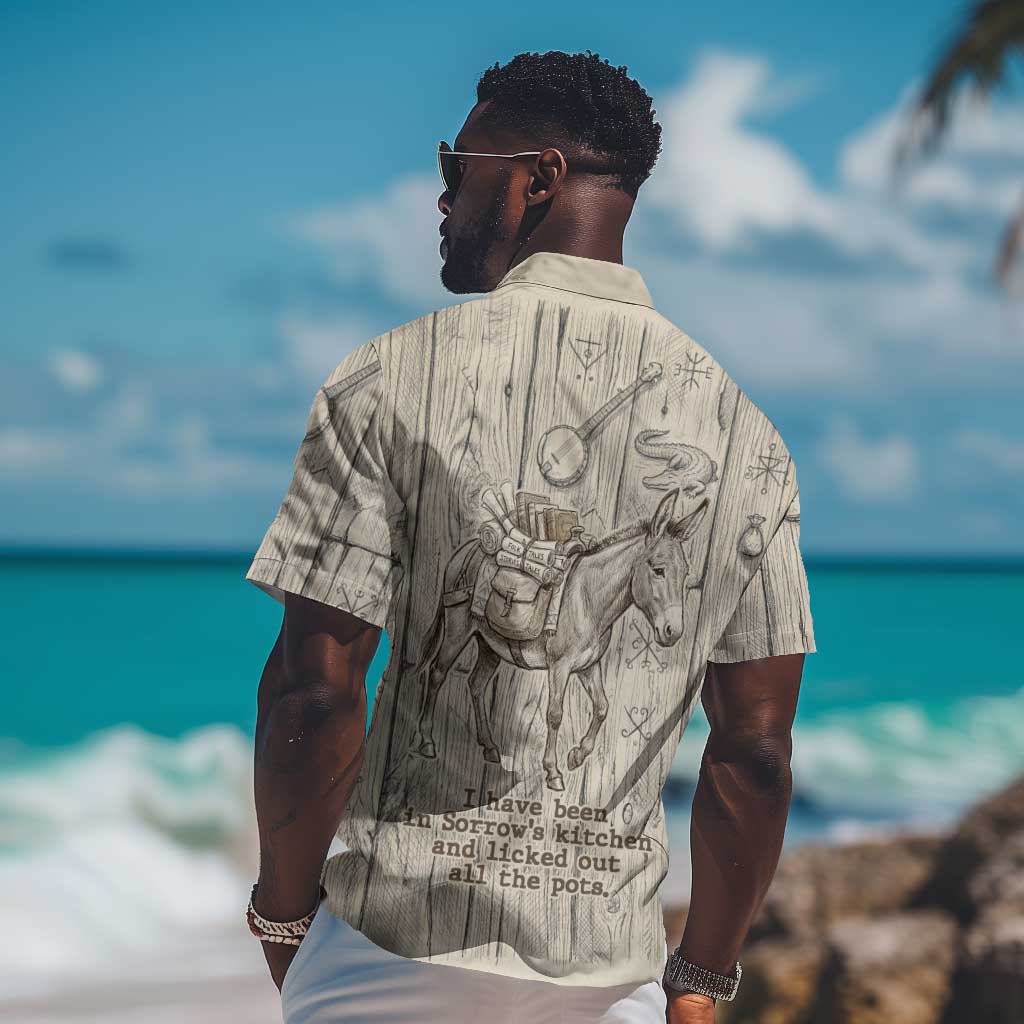 Zora Neale Hurston Hawaiian Shirt Rustic Wood Engraved Style Illustration Joyful Portrait with Book and Map Donkey - African Pride