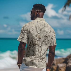 Zora Neale Hurston Hawaiian Shirt Rustic Wood Engraved Style Illustration Joyful Portrait with Book and Map Donkey - African Pride