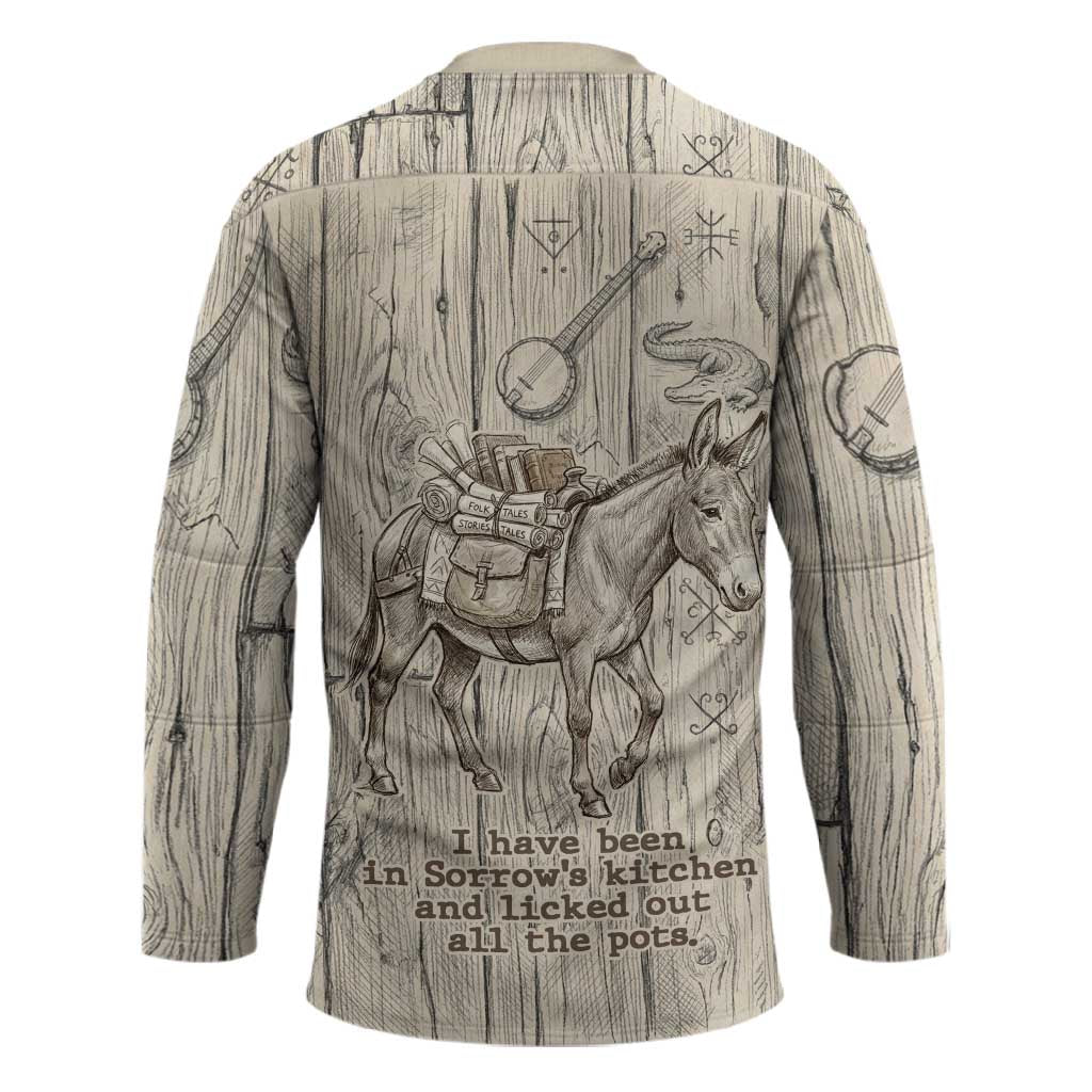 Zora Neale Hurston Hockey Jersey Rustic Wood Engraved Style Illustration Joyful Portrait with Book and Map Donkey - African Pride