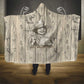 Zora Neale Hurston Hooded Blanket Rustic Wood Engraved Style Illustration Joyful Portrait with Book and Map Donkey - African Pride